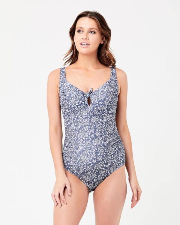 Stormi Tie Front One Piece Washed Indigo / White - Image 3