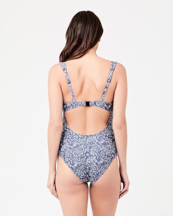 Stormi Tie Front One Piece Washed Indigo / White - Image 2