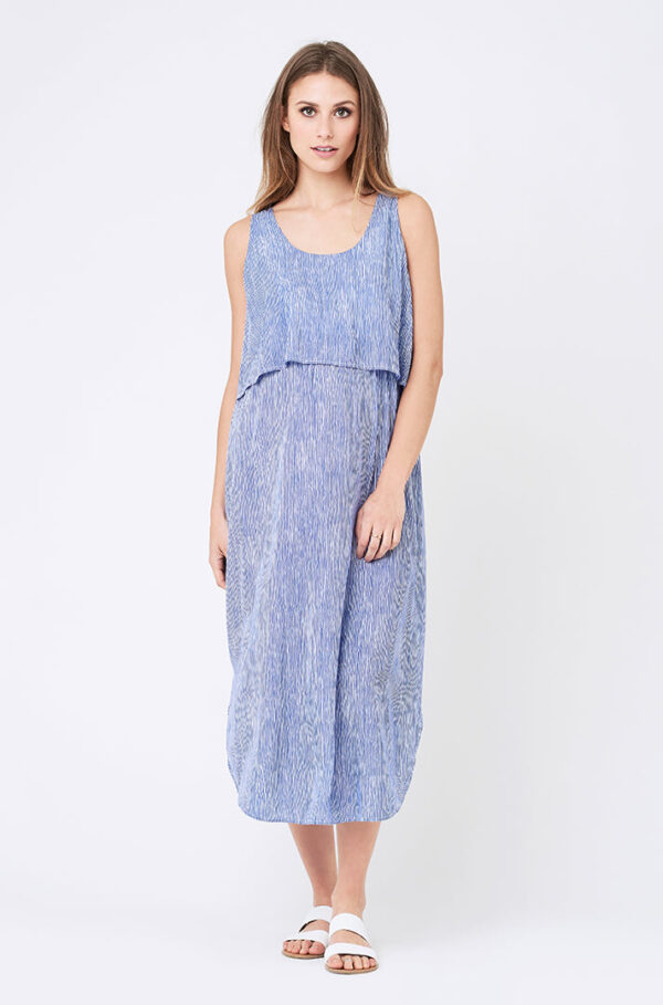 Stella Stripe Nursing Dress Royal / White - Image 4