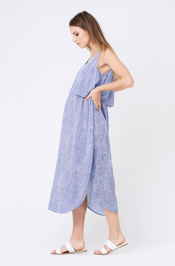 Stella Stripe Nursing Dress Royal / White - Image 6