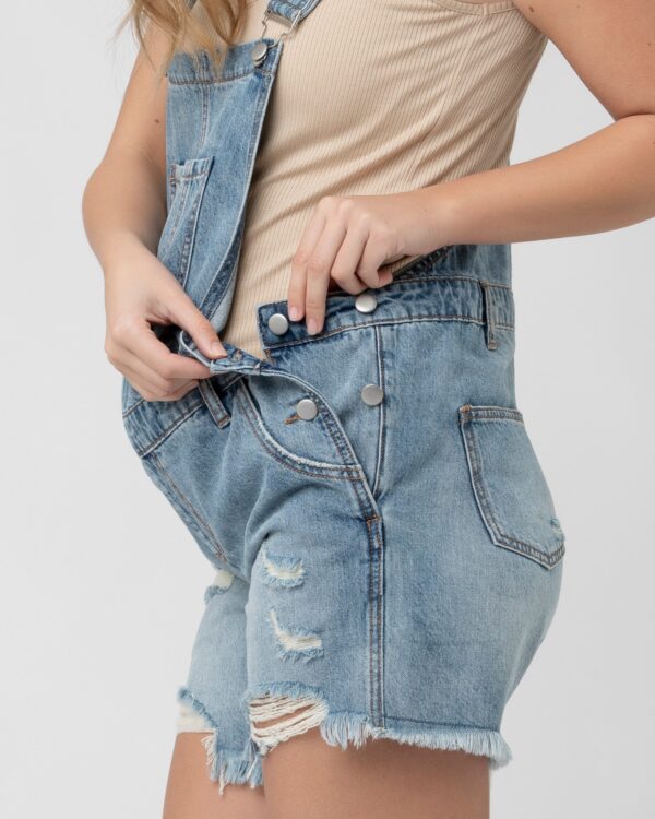 Denim Short Overalls Pale Blue - Image 4