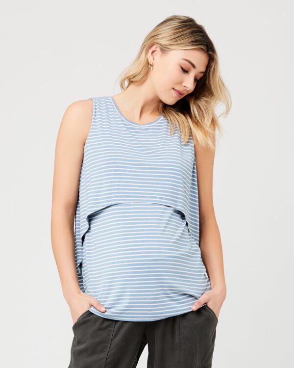 Stripe Swing Back Nursing Tank Light Petrol / White - Image 2