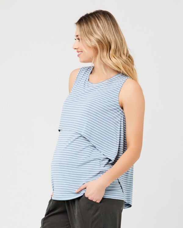 Stripe Swing Back Nursing Tank Light Petrol / White - Image 3