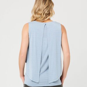 Stripe Swing Back Nursing Tank Light Petrol / White