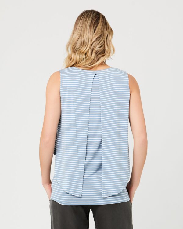 Stripe Swing Back Nursing Tank Light Petrol / White