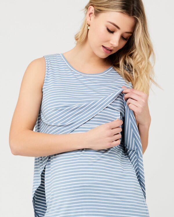 Stripe Swing Back Nursing Tank Light Petrol / White - Image 6