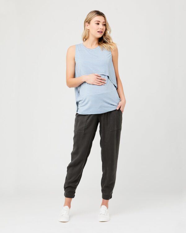 Stripe Swing Back Nursing Tank Light Petrol / White - Image 4