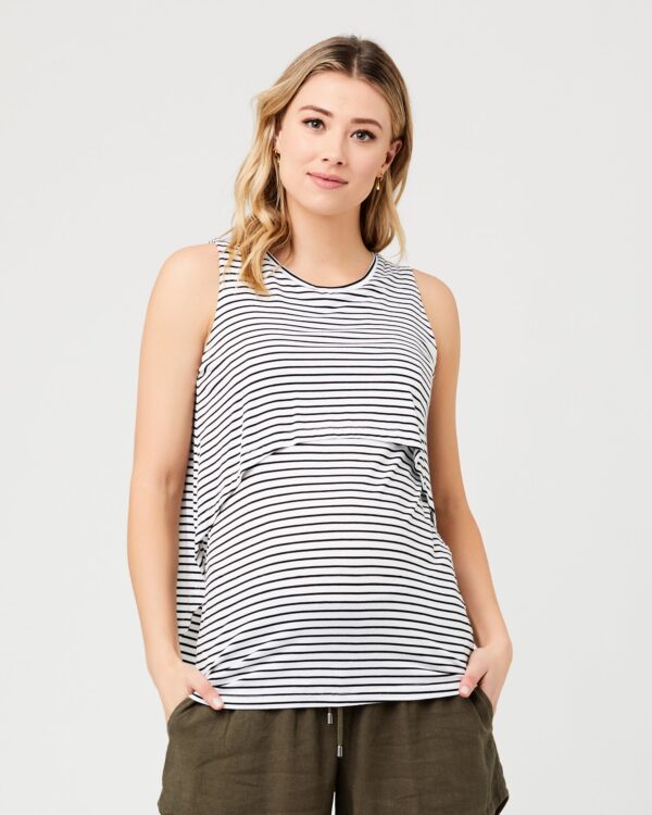Stripe Swing Back Nursing Tank White / Black - Image 6