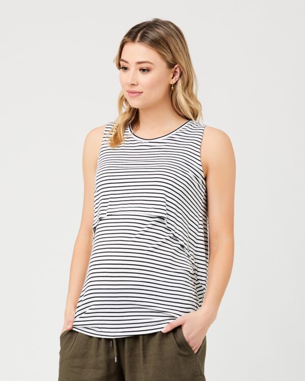Stripe Swing Back Nursing Tank White / Black - Image 2