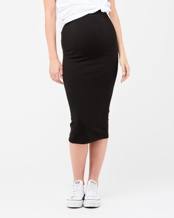 Ribbed Knit Pencil Skirt Black - Image 4