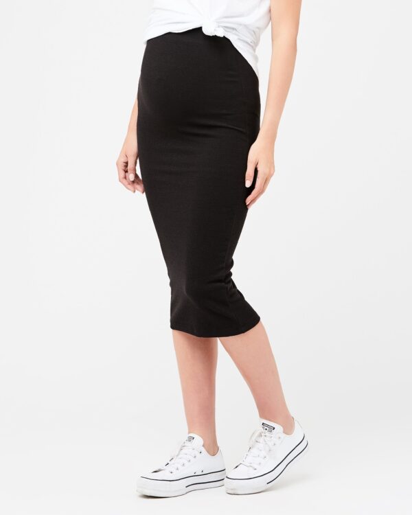 Ribbed Knit Pencil Skirt Black - Image 5