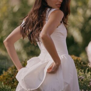 White Cotton Mini Dress With Bloomers